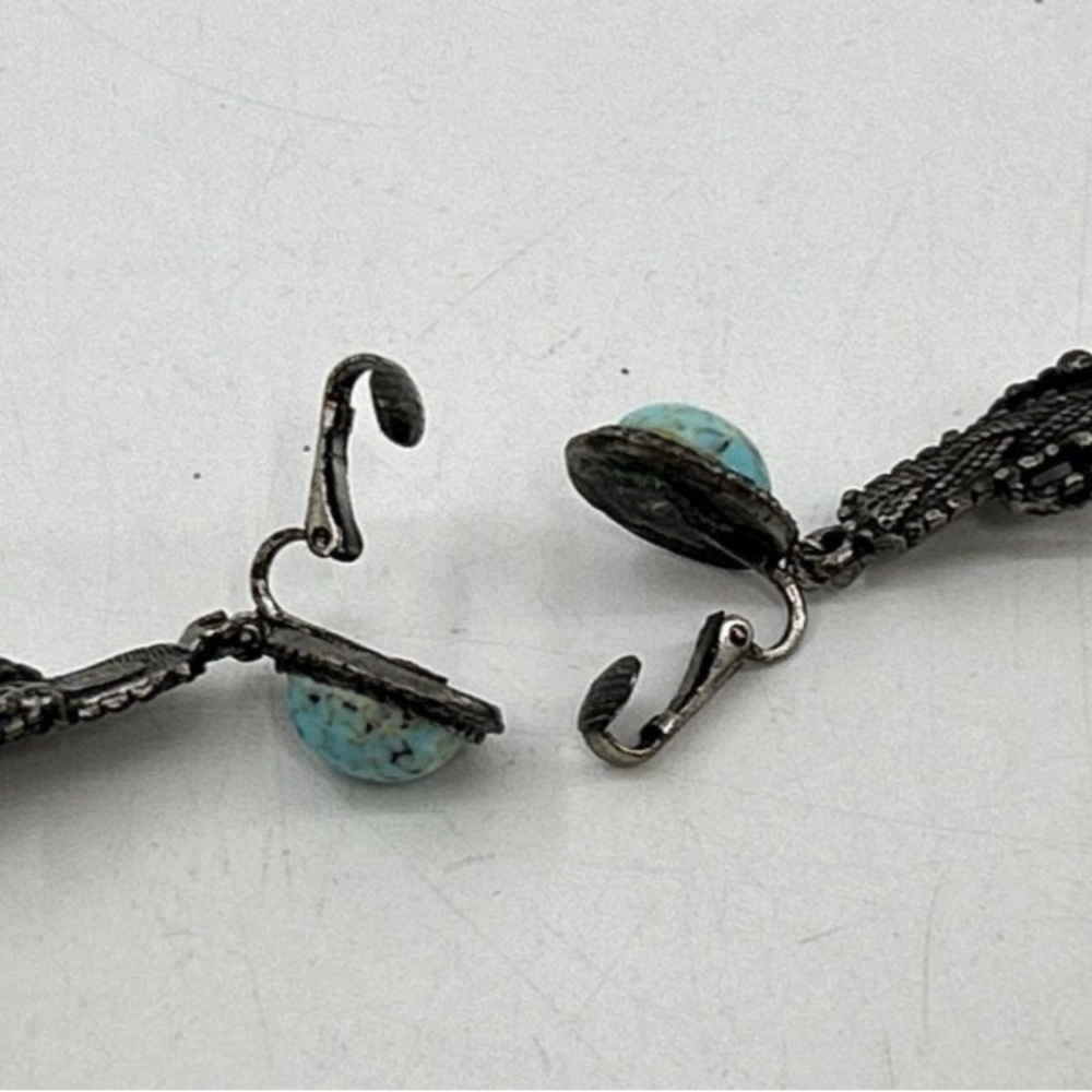 Albert Weiss Turquoise and Black Earrings - Picture 4 of 9
